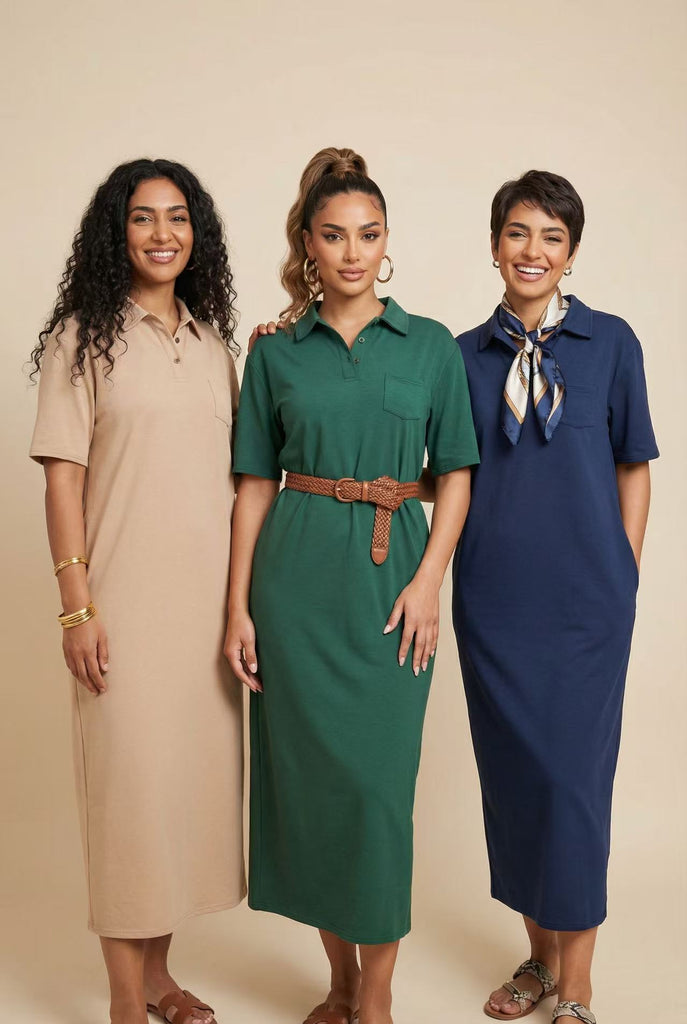 Belted Polo Neck Midi Dress (Multiple Colors Available)