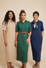 Load image into Gallery viewer, Belted Polo Neck Midi Dress (Multiple Colors Available)