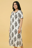 Paisley-Pattern Modest Midi Dress (5 Color Options)