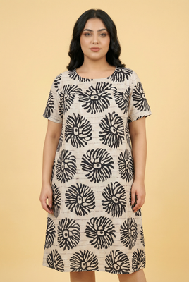 Botanical-Print Loose-Fit Midi Dress (4 Color Options)
