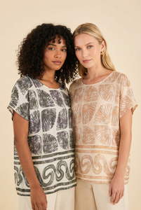 Marina Scallop Print Blouse (4 Color Options)