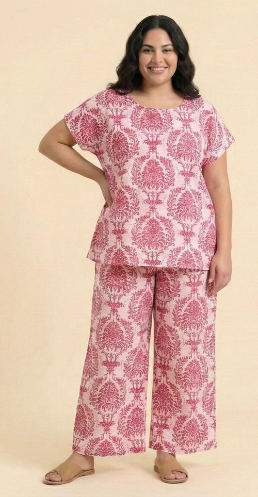 Damask-Pattern Modest Co-Ord Set (4 Color Options)