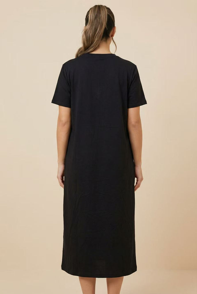 Embroidered Detail Short-Sleeve T-Shirt Dress (Multiple Styles Available)