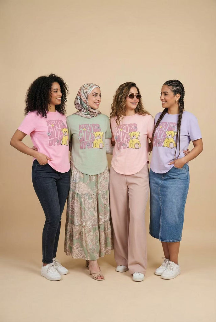 Curved Hem Cartoon Print Short-Sleeve Tee (Multiple Styles Available)