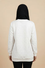 Load image into Gallery viewer, Heart-Embossed Textured Crew Neck Sweatshirt