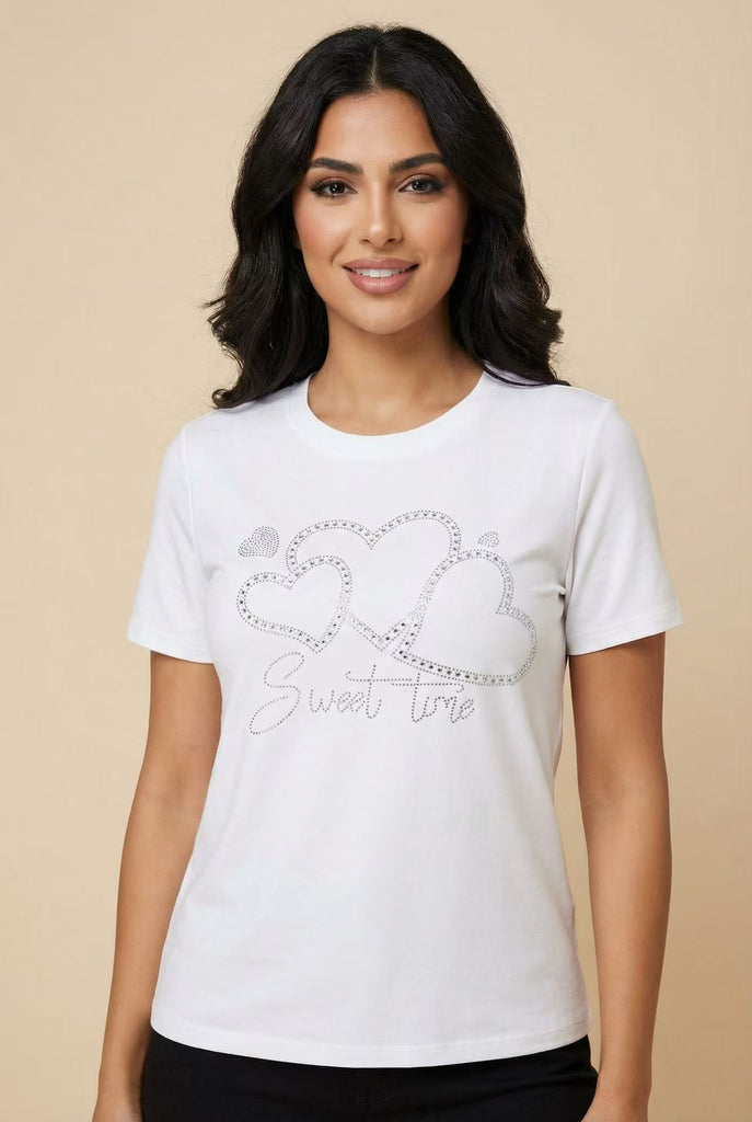 Rhinestone Embellished Short-Sleeve Tee (Multiple Styles Available)