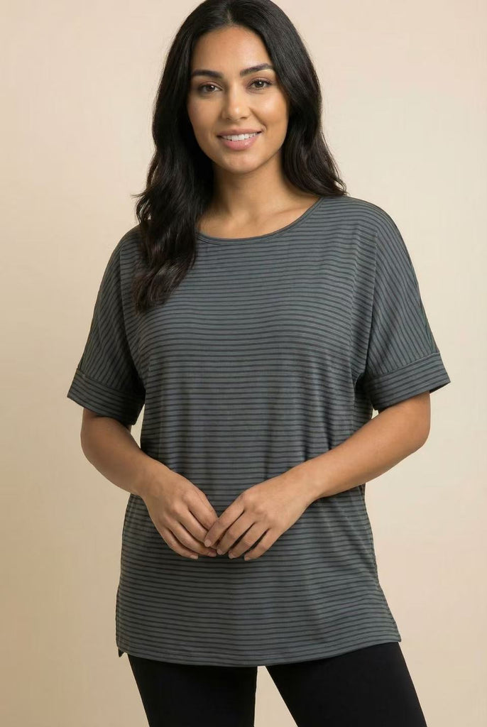 The Tonal Stripe Easy-Fit Crew Neck Tee (Multi-Color Options)