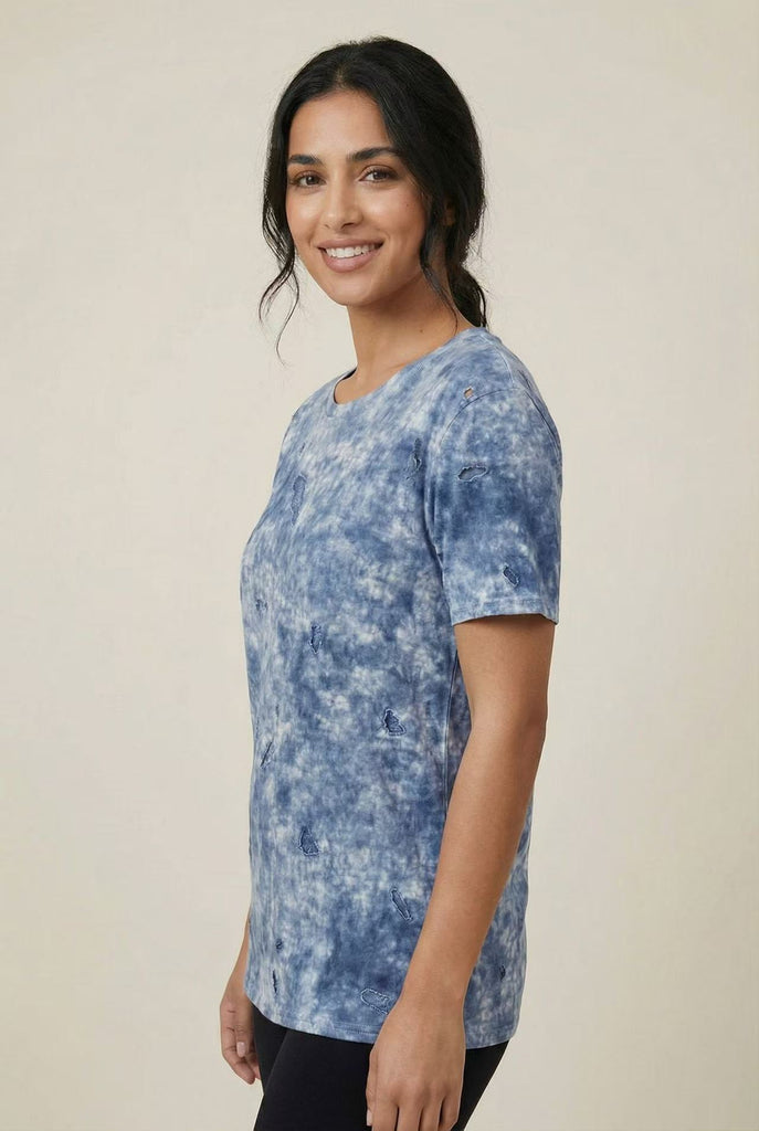 Tie-Dye Distressed Short-Sleeve Tee (Multiple Color Options)