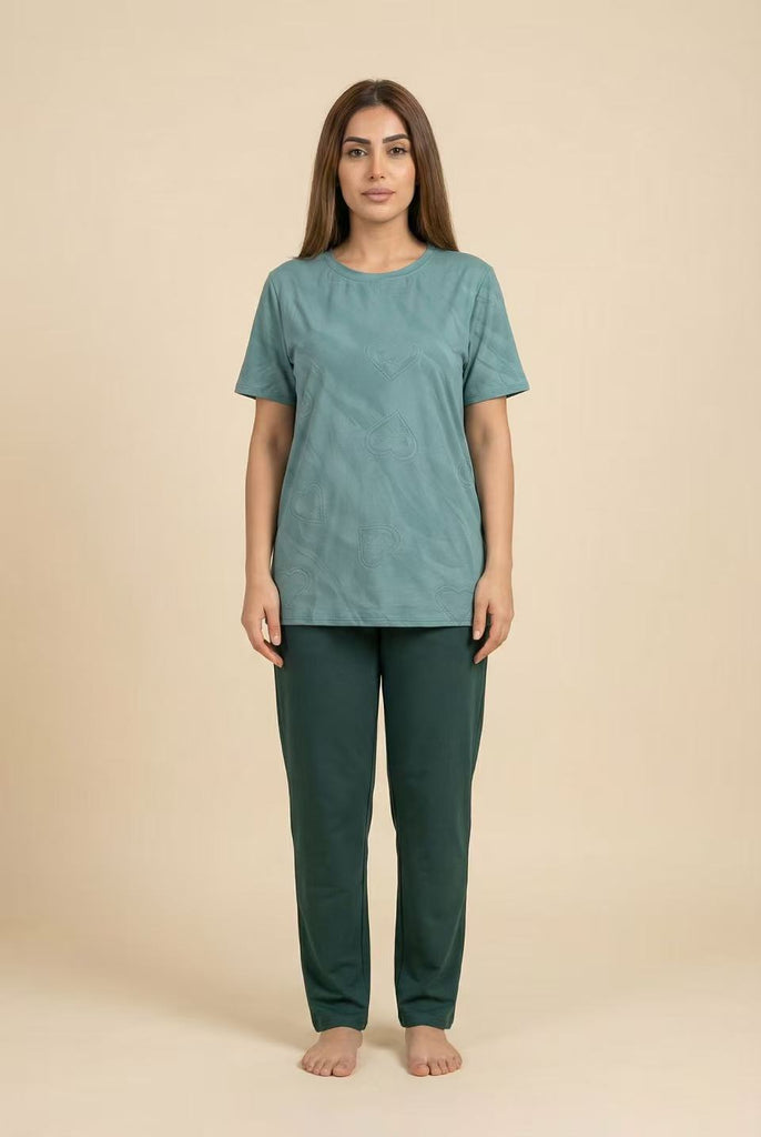 Heart-Embossed Short-Sleeve Tee (Multiple Color Options)