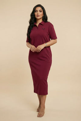Polo Neck Midi Dress (Multiple Colors Available)