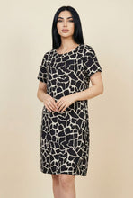 Load image into Gallery viewer, Short-Sleeve Abstract Print Shift Dress (Multiple Styles Available)