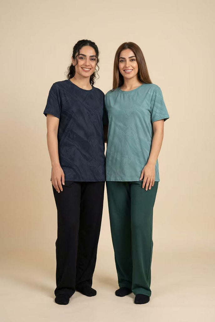 Heart-Embossed Short-Sleeve Tee (Multiple Color Options)