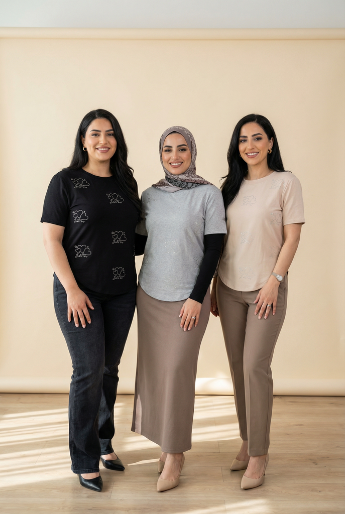 Diamond Cloud Embellished Casual Tee (6 Color Options)