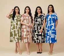 Load image into Gallery viewer, Abstract Geometry Loose-Fit Midi Dress (4 Color Variants)